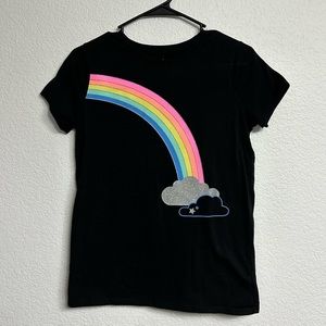 Cat & Jack Girls Rainbow Black Short Sleeve Shirt XL (14/16)
